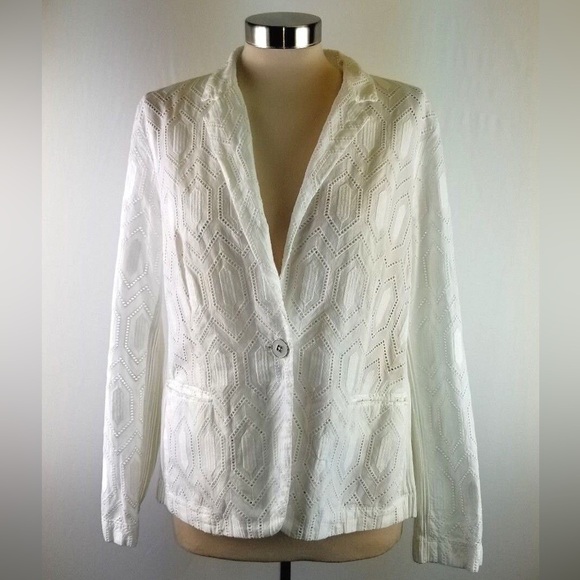 Anthropologie White Textured Blazer Blazers & Suit Jackets - Picture 1 of 8